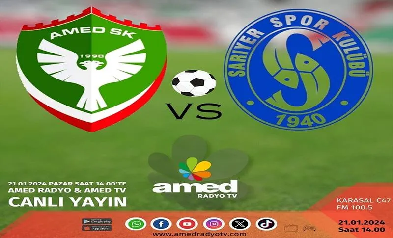 Amedspor-Sarıyerspor maçı Amed Radyo Tv’de canlı yayınlanacak