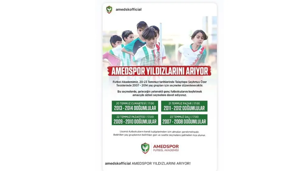 Amedspor geleceğin yıldızlarını arıyor